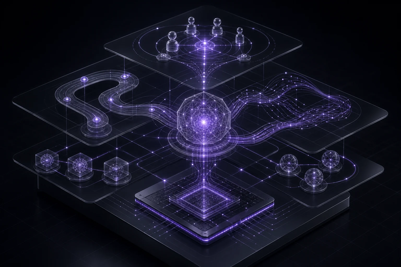 A layered contextual model connecting people, process, data, suppliers, and technology to a regulated outcome.