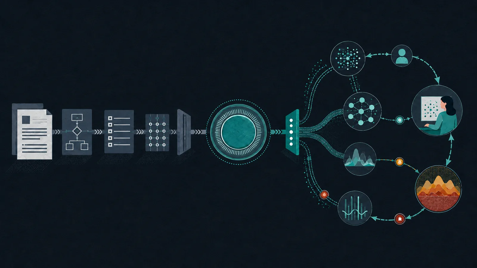 Two assurance pathways lead toward a common objective: a fixed, document-led path for conventional software and a wider loop connecting data, model behavior, people, and monitoring for AI.